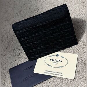 Prada AUTHENTIC Vintage 2000 Black Tessuto Nylon Logo Card Case Wallet
